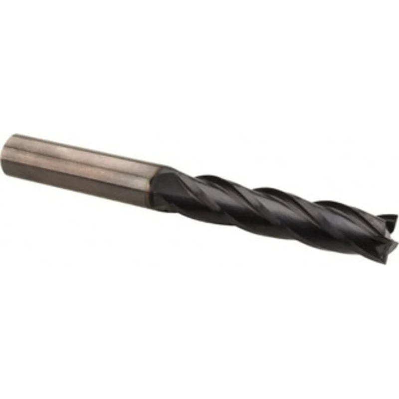 OSG 7/16, 2 LOC, 7/16 Shank Diam, 4 OAL, 4 Flute, Solid Carbide Square End Mill Single End, TiAlN Finish, Spiral Flut...